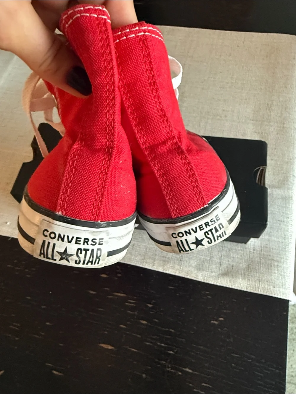 Converse High Top Sneakers in Red with White Accents